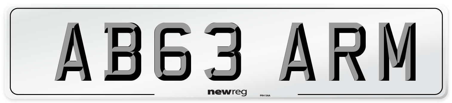 AB63 ARM Number Plate from New Reg